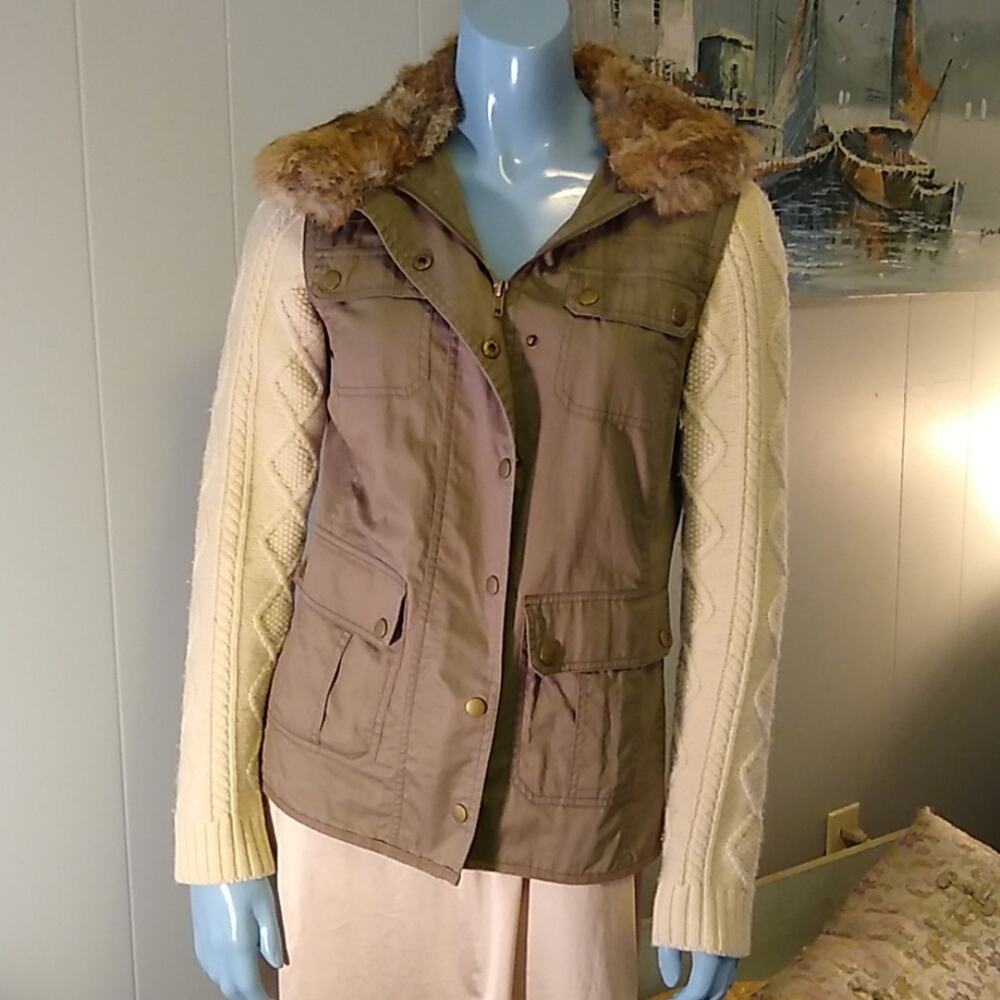 🫰🏼Dover AKA NY Army Jacket With Detachable Fur Y2K Penny Lane - Picture 2 of 8